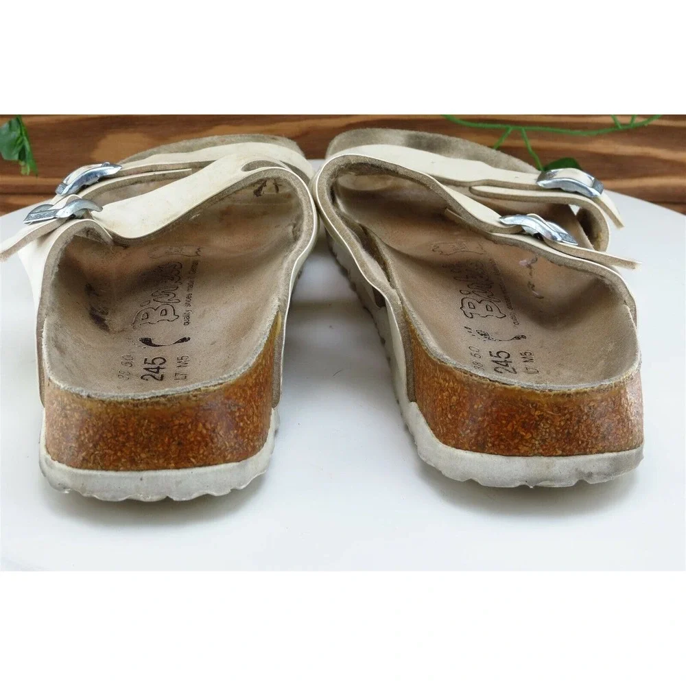 Birki's Sz 7 N Off White Slide Birko-flor‎ Women Sandals